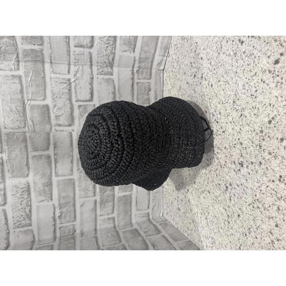 Black Crocheted Bucket Hat with Embroidered Logo - Picture 3 of 5